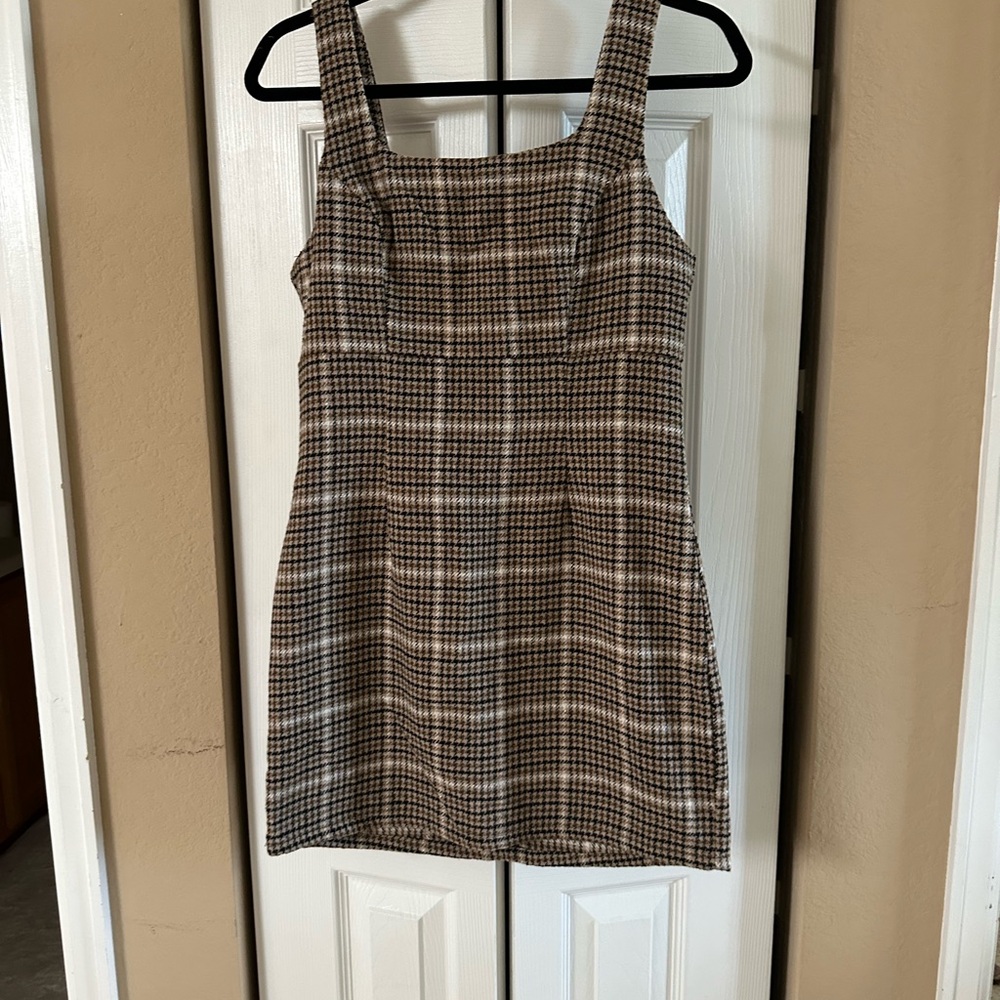 Plaid Brown Sleeveless Dress